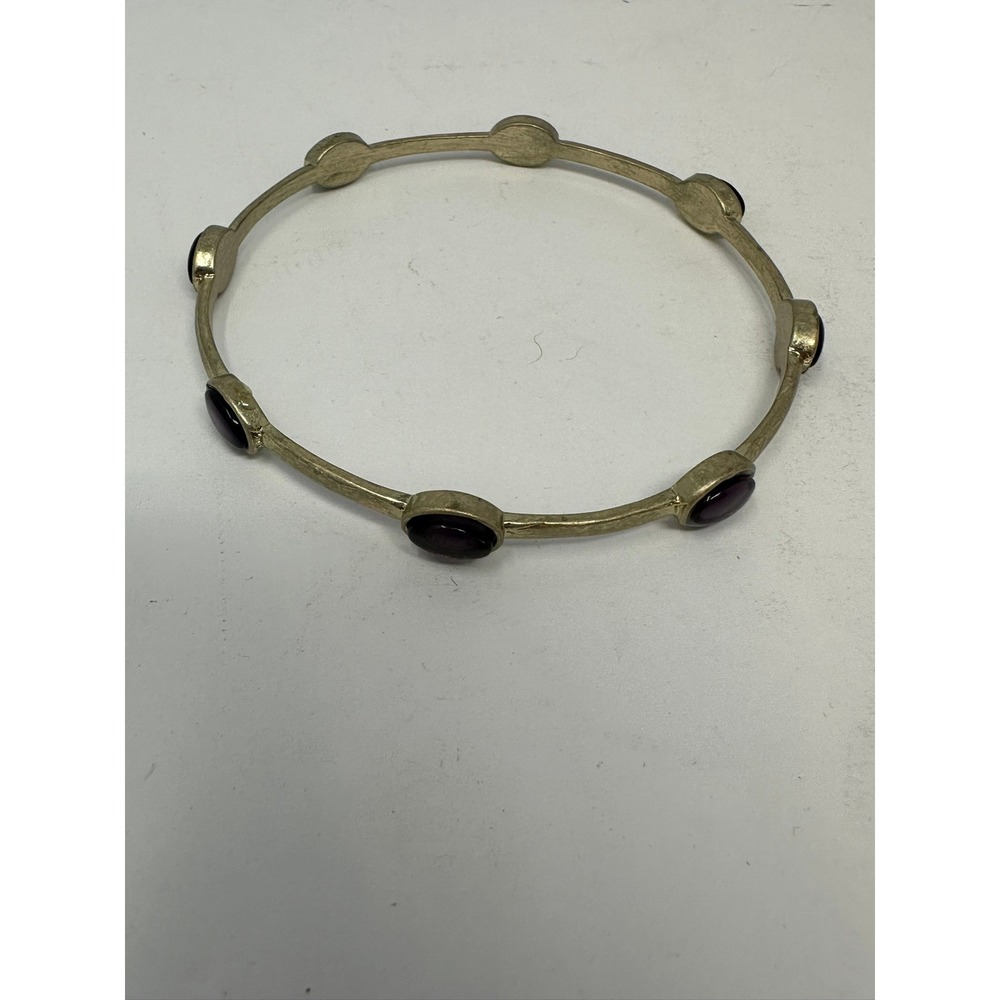 Vintage 1960's Round Solid Slip-On Costume Purple Amethyst Bracelet A2